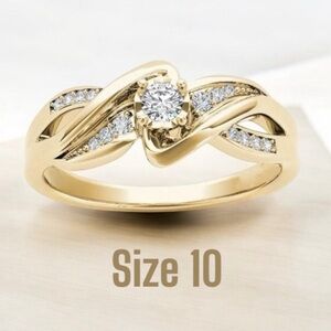Elegant Wedding Ring, Set with 18K Gold-Plated Synthetic Zirconia
